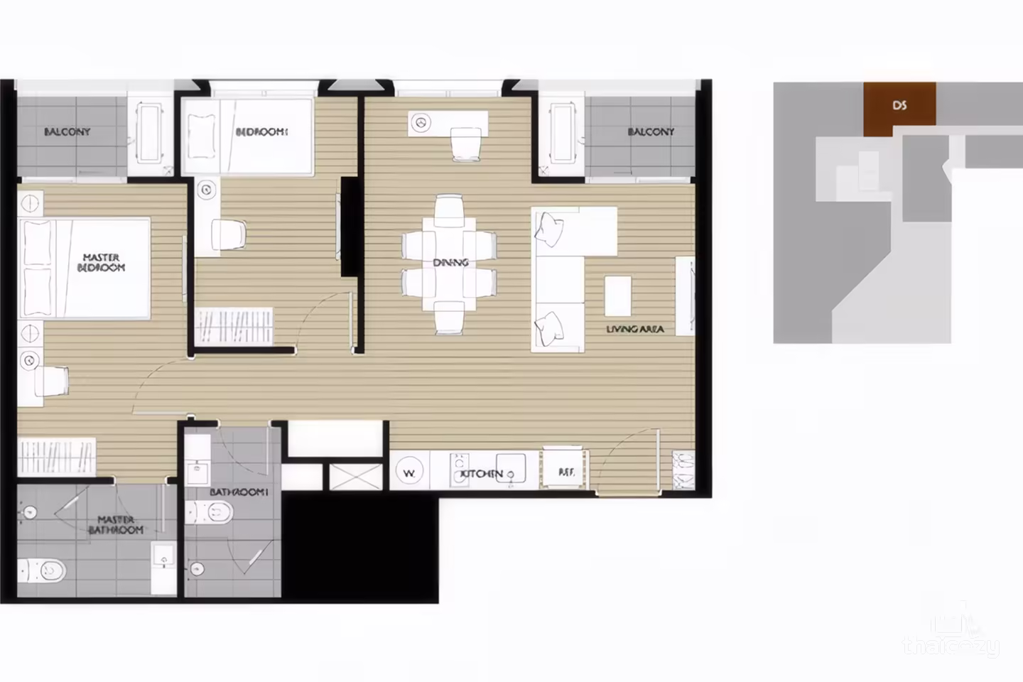 À vendre Maestro 12 2 chambres 67 m² Ratchathewi BTS photo 1