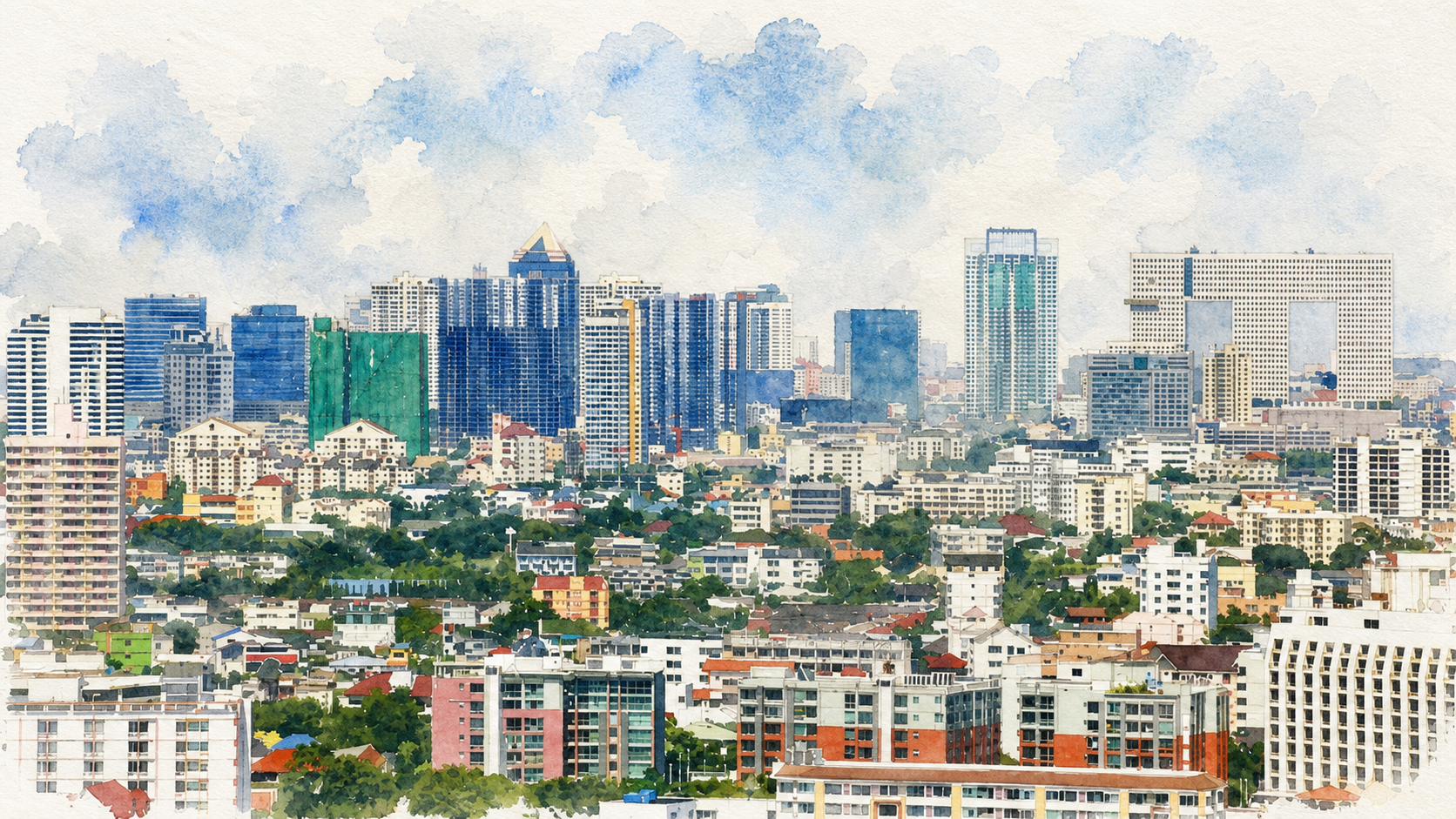 Bangkok skyline seen from Ratchada