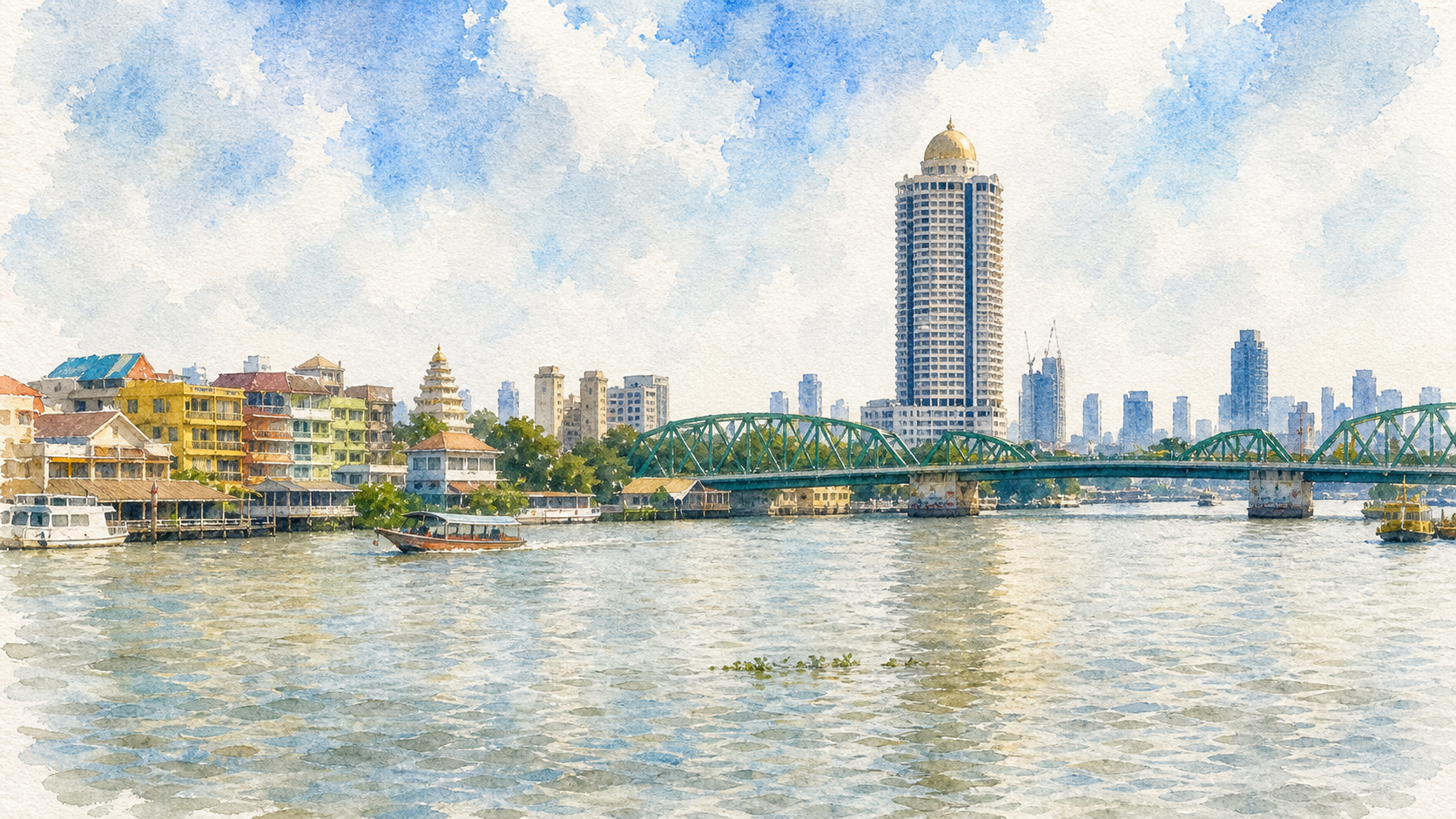 Chao Phraya with Bangkok skyline